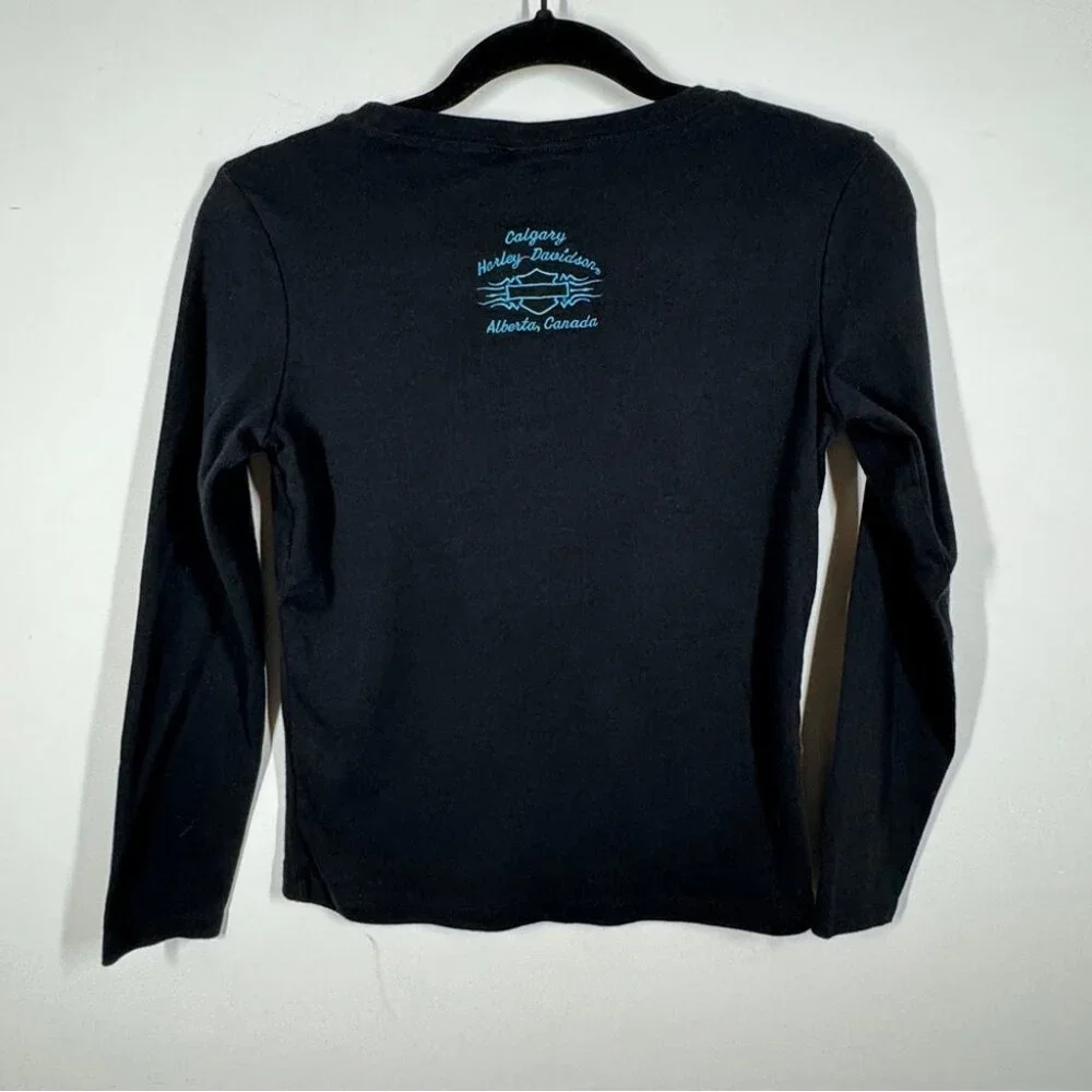 Vintage Y2K 2005 Harley Davidson Black Long Sleeve Graphic Tee Size S - Picture 14 of 15